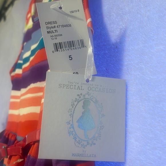 🌺NWT Girls dress w/red belt—-Special Occasion by Marmellata-size 5 - Picture 7 of 7